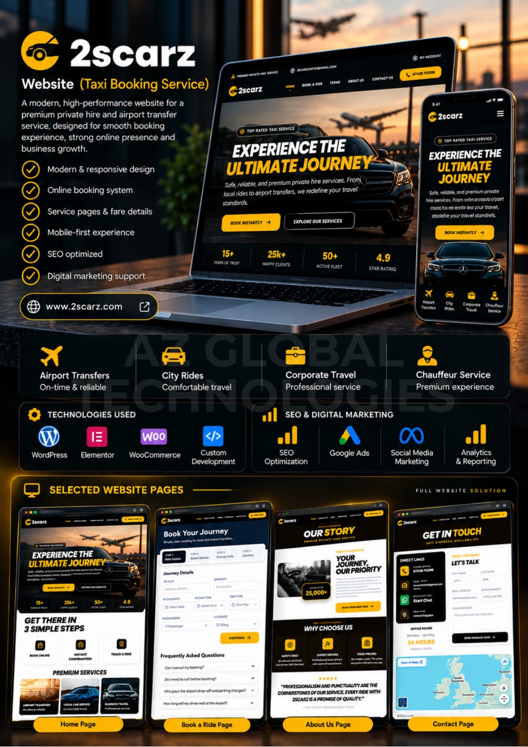 2scarz Taxi Booking Website website and product showcase