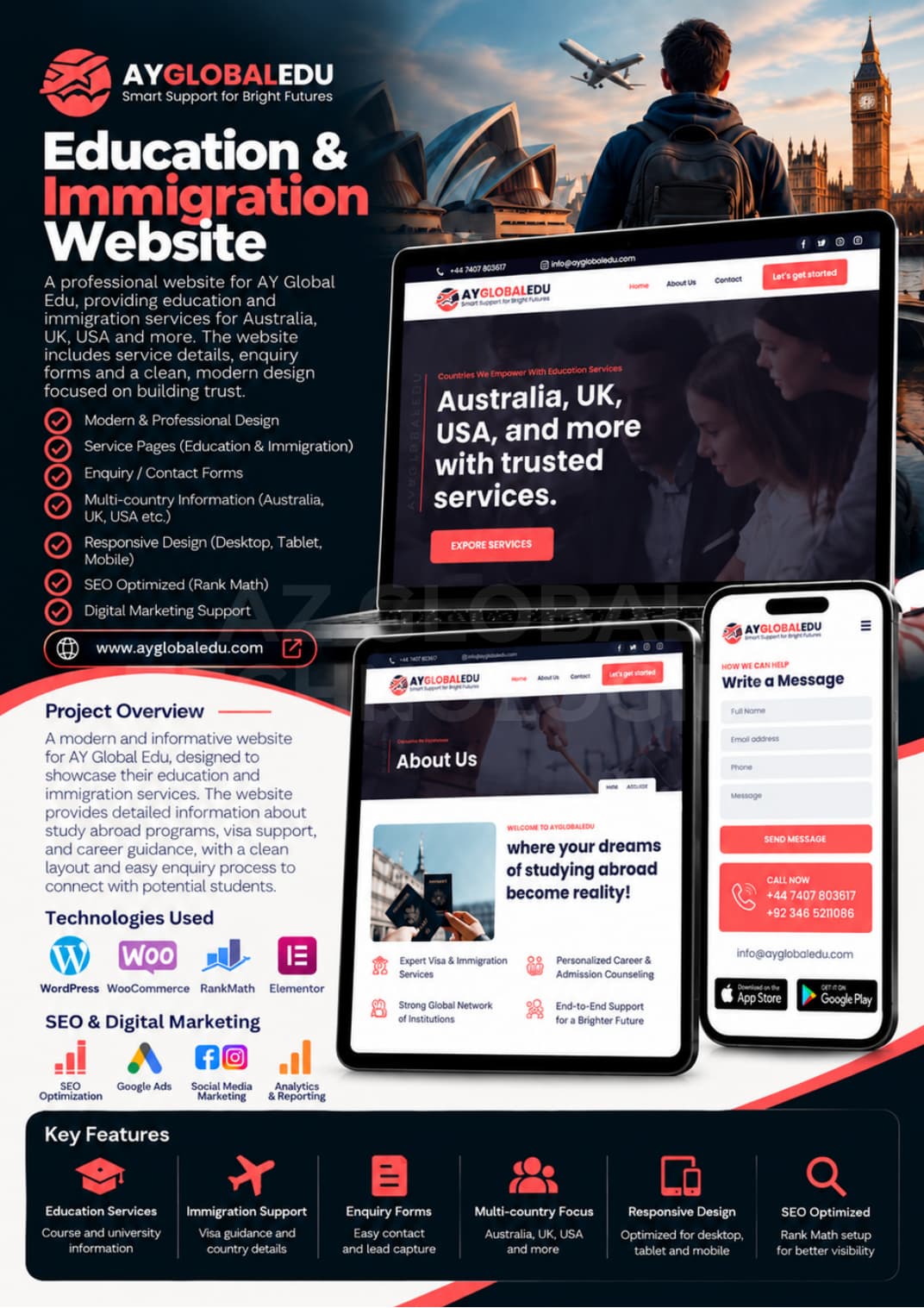 AY Global Edu website and product showcase
