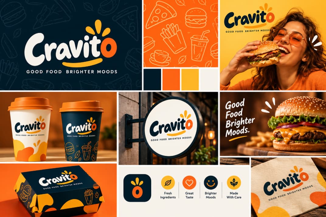 Cravito brand identity and applications